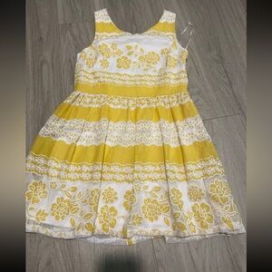 Maude Yellow and White Floral Stripe Mini Dress